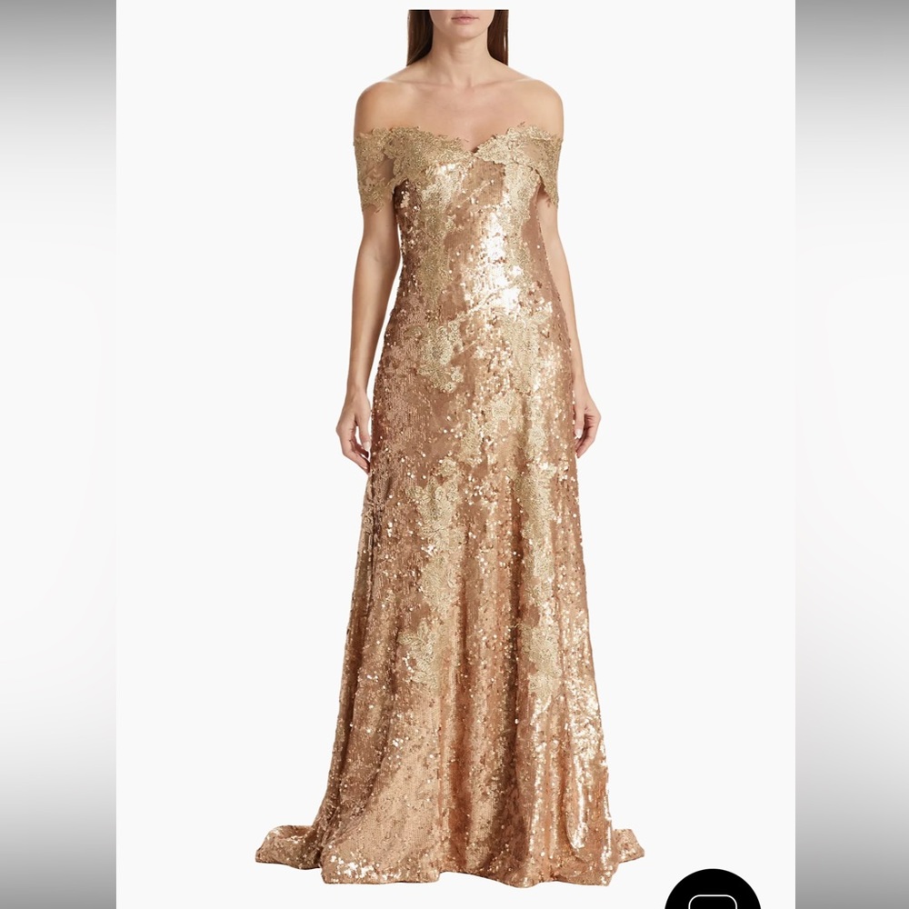 NWT Rene Ruiz Collection Sequined Off-The-Shoulder Gown
